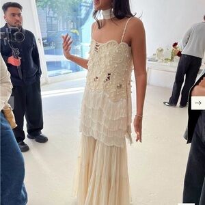 Beaded Bridal Cream Tiered Two Piece